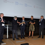 Fabrizio Grosoli, la madrina del Festival Martina Colombari, Francesco Bizzarri e Gianni Amelio