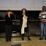 Paola Malanga consegna il premio "Riconoscimento Rai Cinema a "Redemption Song", con Cristina Mantis, regista di Redemption Song e l'attore del documentario Cissoko Aboubacar