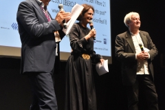 Cerimonia di Premiazione. Da sinistra Francesco Bizzarri, Lorenza Indovina e Fabrizio Grosoli