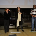 Paola Malanga consegna il premio "Riconoscimento Rai Cinema a "Redemption Song", con Cristina Mantis, regista di Redemption Song e l'attore del documentario Cissoko Aboubacar