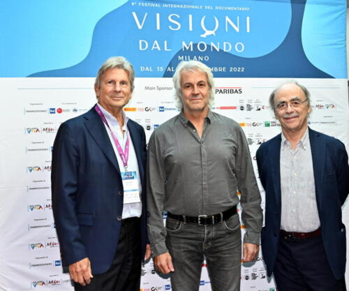 Francesco Bizzarri, Maurizio Nichetti with Domenico Procacci, producer and director of 'Una Squadra'