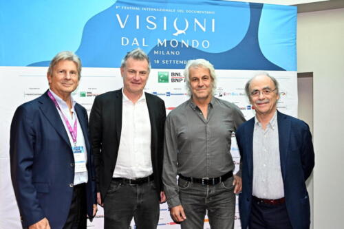Francesco Bizzarri, Maurizio Nichetti, Roberto Pisoni, direttore di Sky Arte, e Domenico Procacci