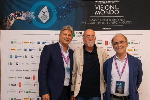 Mario Perchiazzi, President CNA Cinema and Audiovisual with Francesco Bizzarri and Maurizio Nichetti