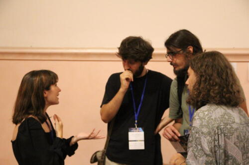Elisabetta Ghizzoni, coordinamento Festival & Industry, insieme a Mattia Arreghini, Raffaele Greco e Valerio di Martino, registi di La Primavera è primavera anche in città