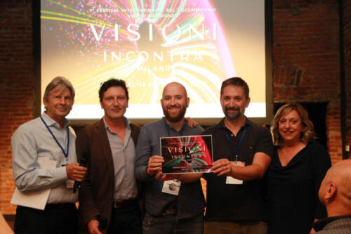 Francesco Bizzarri, Guido Casali, head of Industry Bio to B, Gabriele Veronesi and Luca Bedini, director and producer of the project @Italian Girl - Story of Saman Abbas, winner of the Bio to B Award, and Cinzia Masòtina