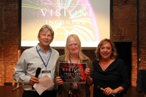 Francesco Bizzarri, Sigal Rosh, director of the project Berlin Chic, winner of the Lo Scrittoio Subtitles Award, and Cinzia Masòtina