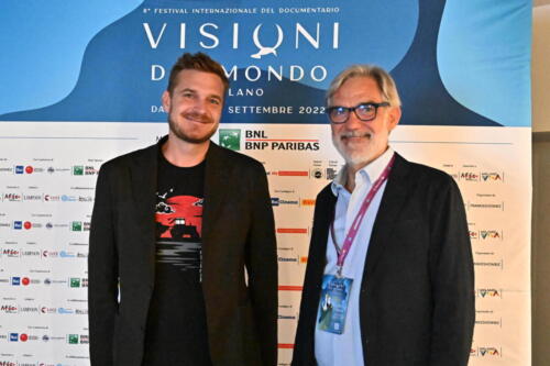Matt Sarnecki, director of The Killing of a Journalist, with Michele Sancisi, Visioni dal Mondo selection committee