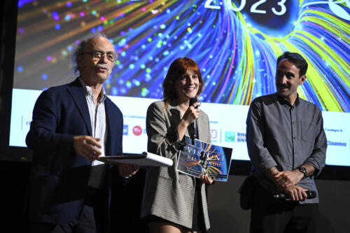 Maurizio Nichetti, Laura Carrer e Luca Quagliato, registi di Life is a game, vincitore della Menzione speciale Giuria studenti Concorso Italiano Lungometraggi